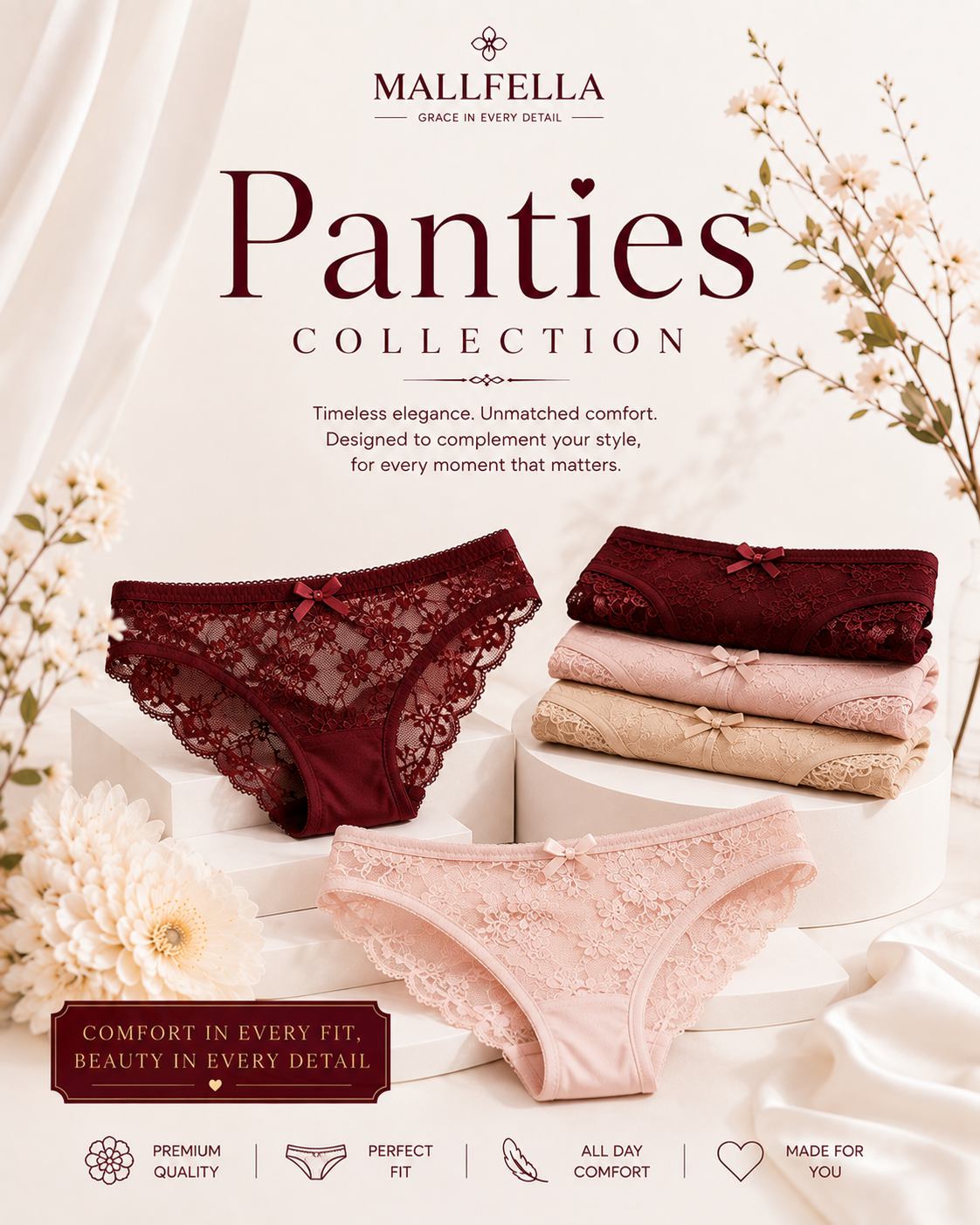 Women's Panties Collection at Mallfella featuring cotton, seamless and bikini panties