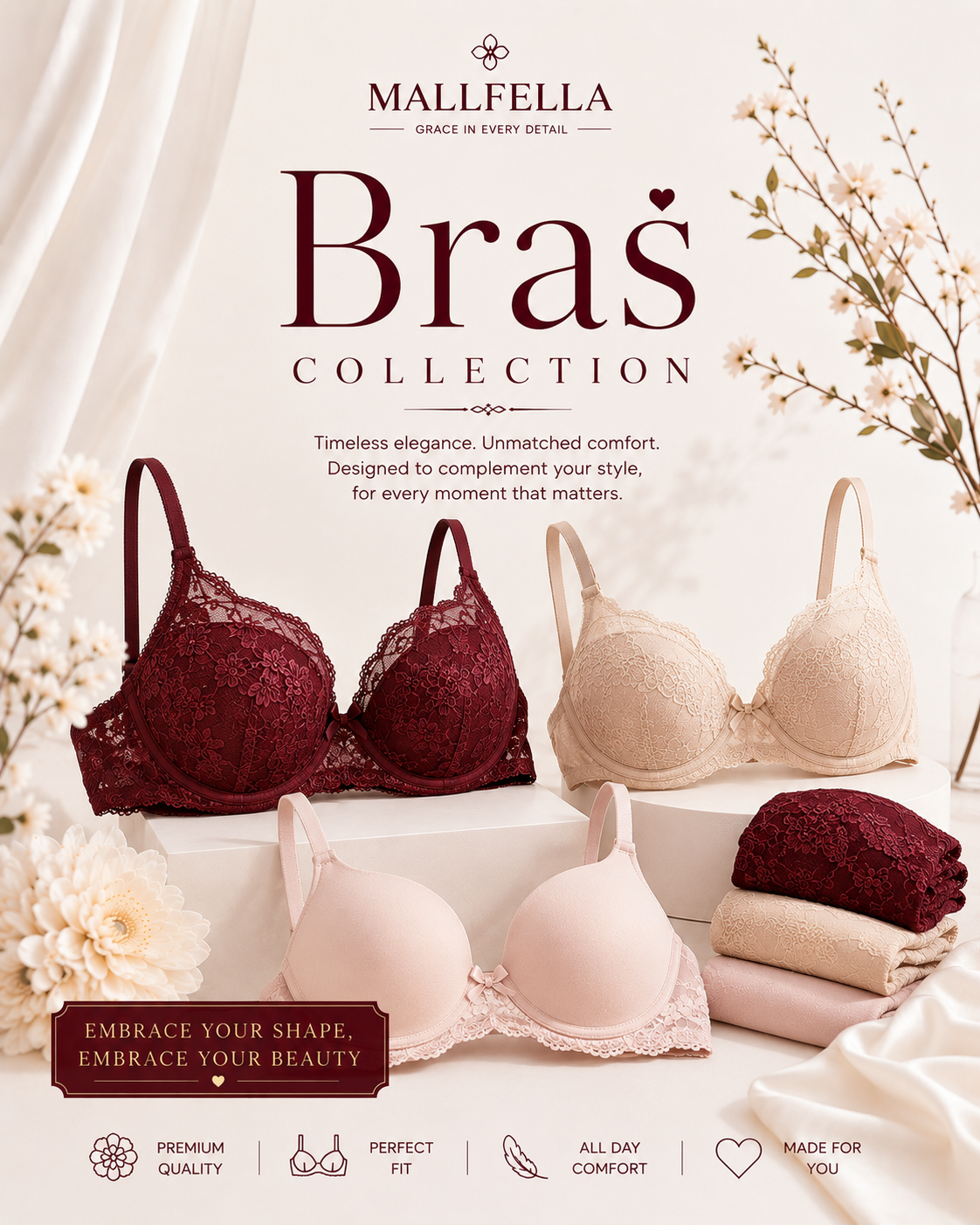 Women's Bras Collection by Mallfella featuring comfortable, supportive and stylish bras.