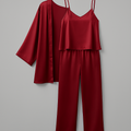 3-Piece Satin Sleepwear Set for Women – Camisole, Pants & Robe | Free Size