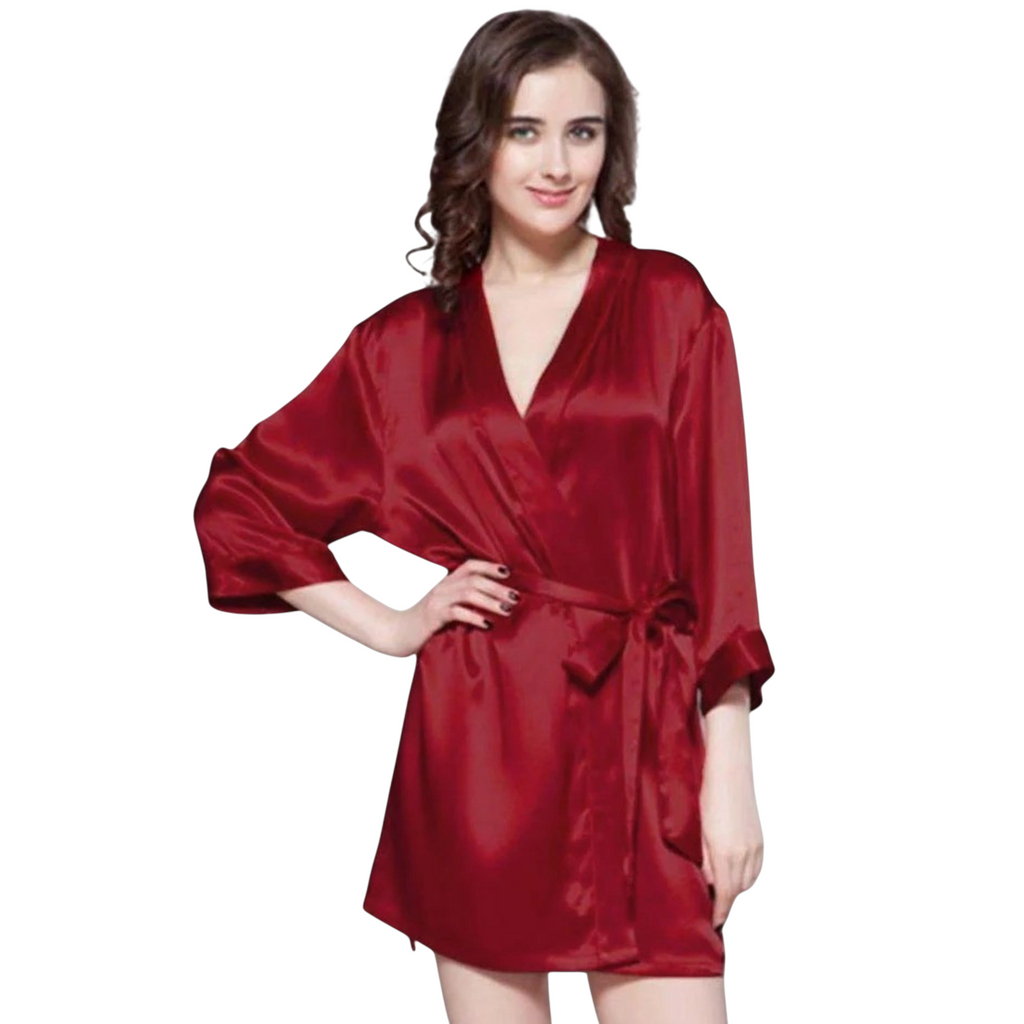 100% Polyester Satin Gown for Women | Soft Silk Nighty Robe