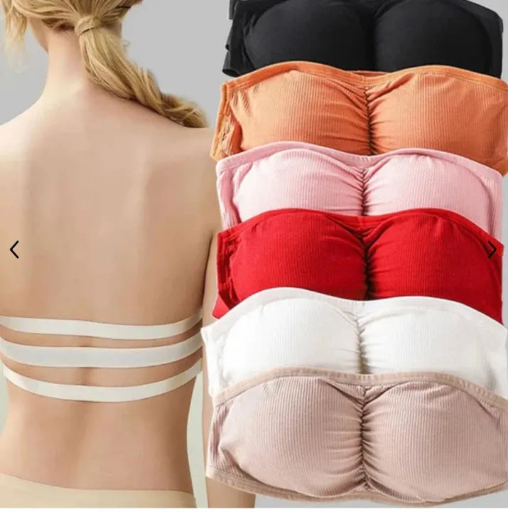 Women's strapless wireless padded push-up bra front view