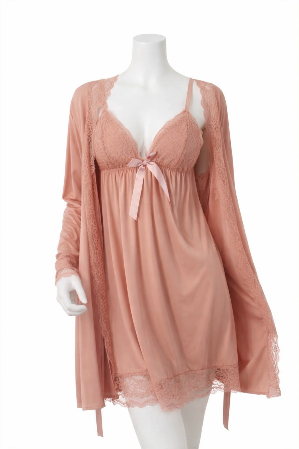 Honeymoon 2 Piece Gown Set With Lace Robe & Thong – Premium Bridal Nightwear For Women